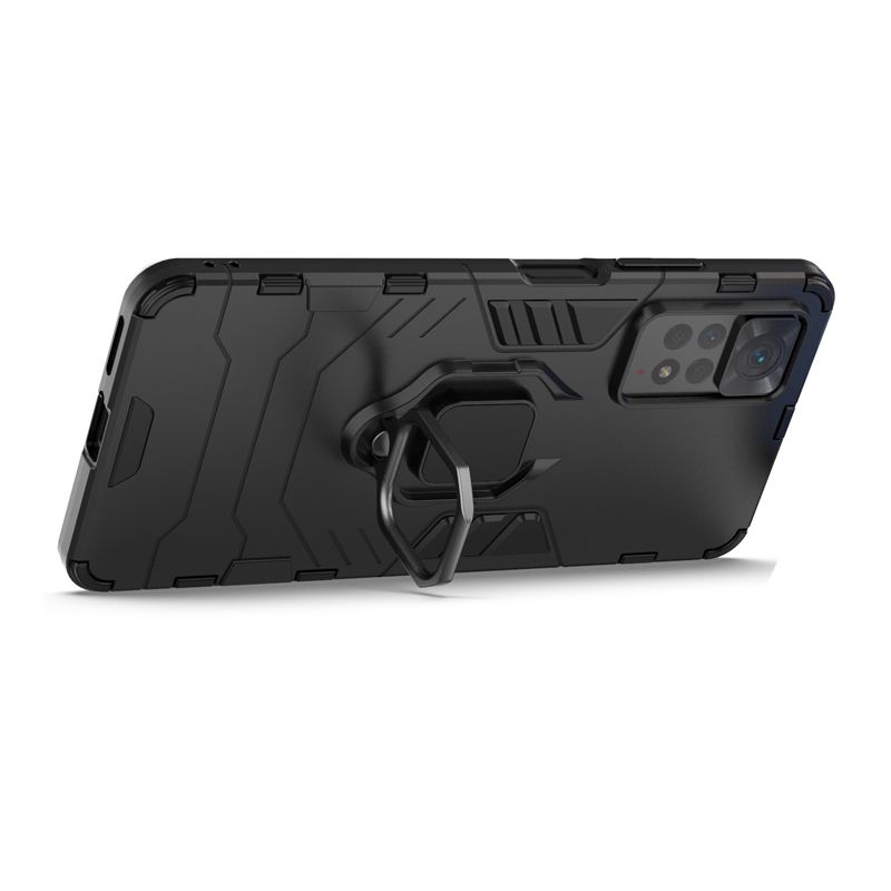 фото Противоударный чехол с кольцом panther case для xiaomi redmi note 11 pro (черный) black panther