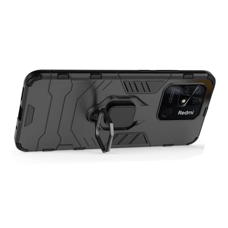 фото Противоударный чехол с кольцом panther case для xiaomi redmi 10c (черный) black panther