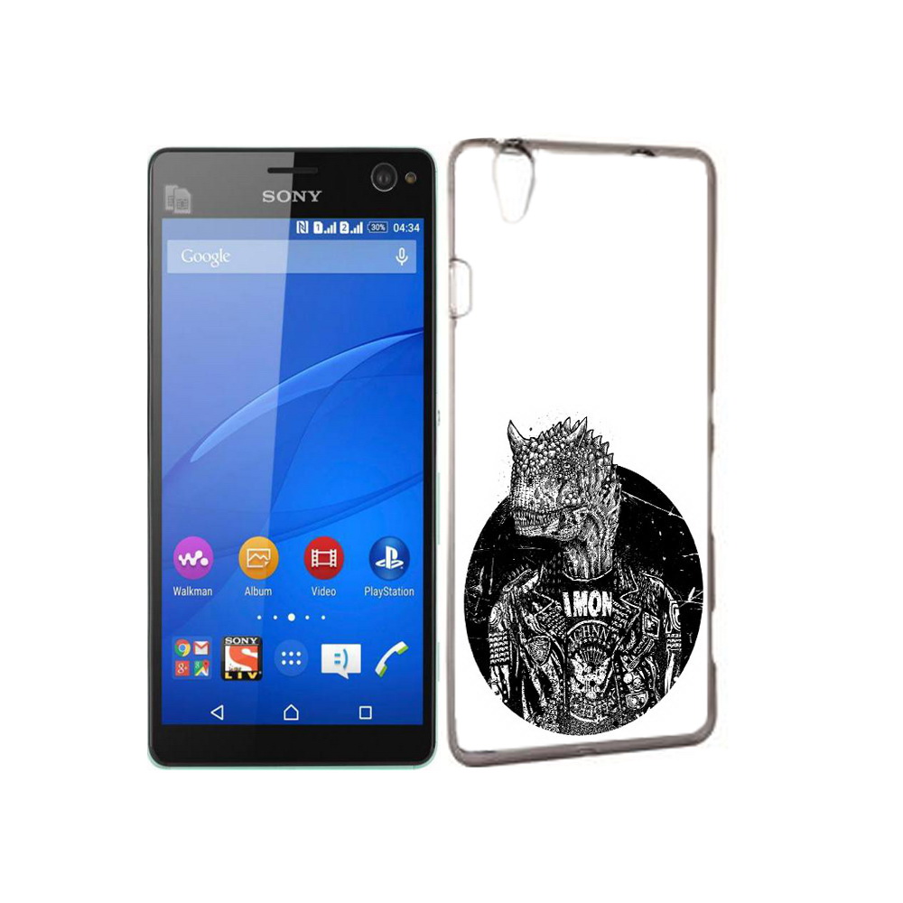 

Чехол MyPads Tocco для Sony Xperia C4 динозавр в куртке, Прозрачный, Tocco