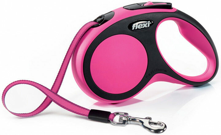 Поводок-рулетка Flexi New Comfort S до 15 кг, лента 5 м, черный-розовый