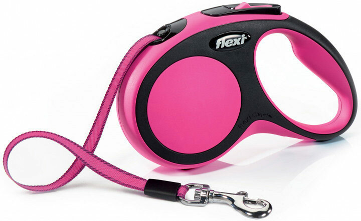 

Поводок-рулетка Flexi New Comfort S до 15 кг, лента 5 м, черный-розовый, New Comfort
