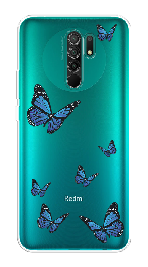 

Чехол на Xiaomi Redmi 9 "Blue butterflies", Синий;черный, 38350-1