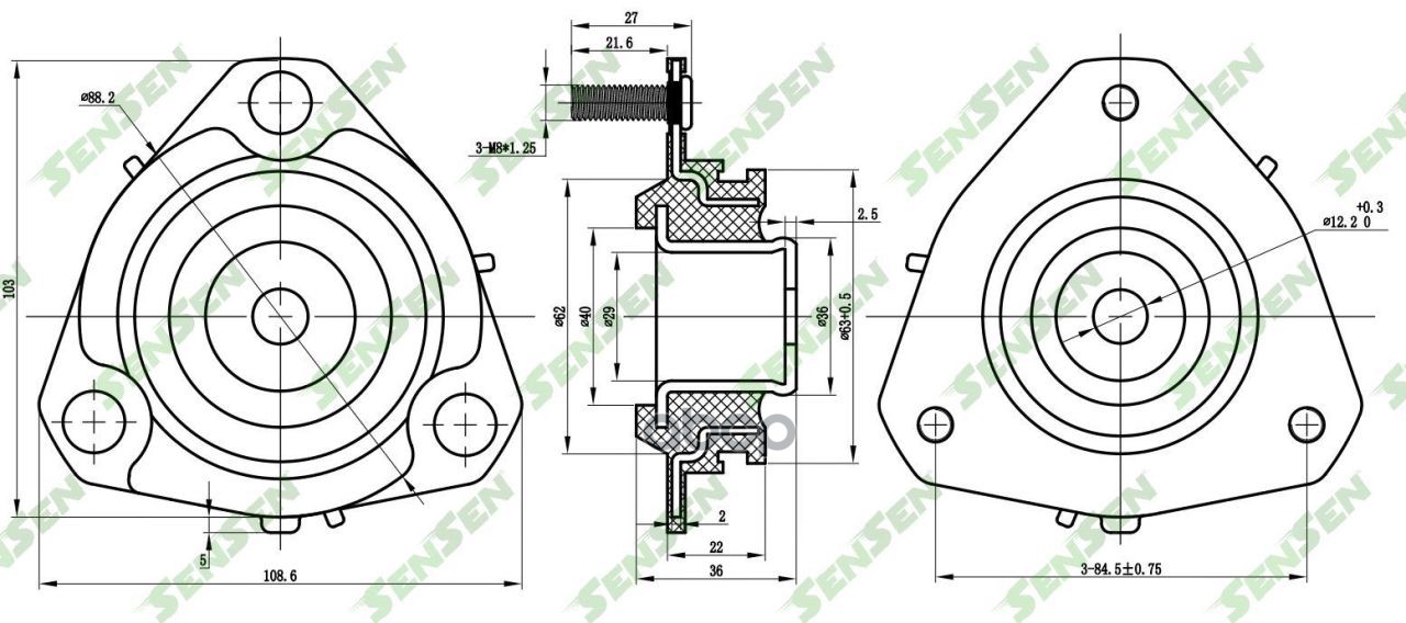 

Опора амортизатора переднего Ford Fiesta, Mazda 2 1.25-1.6/1.4TDCi 01