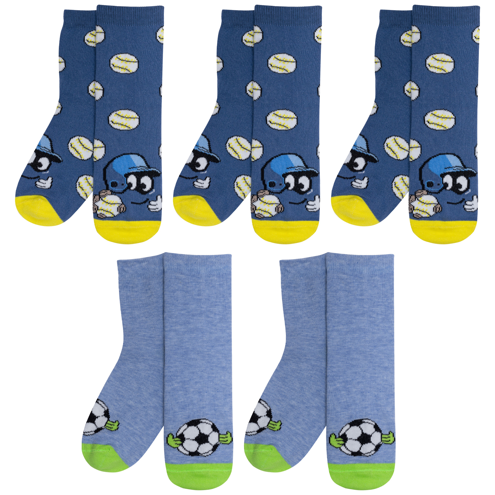 Носки детские Rusocks 5-Д3-13500, синий; голубой; желтый; зеленый, 16-18