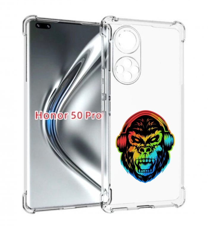 

Чехол бампер MyPads Горилла-в-наушниках для Honor 50 Pro/, Прозрачный, Tocco