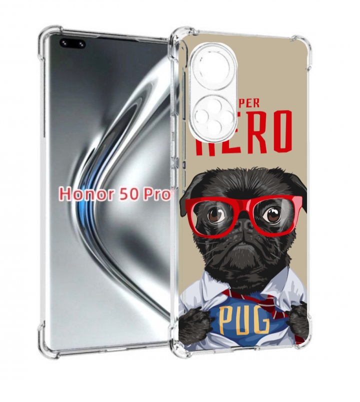 

Чехол бампер MyPads Герой-PUG для Honor 50 Pro/Nova 9 Pro, Прозрачный, Tocco