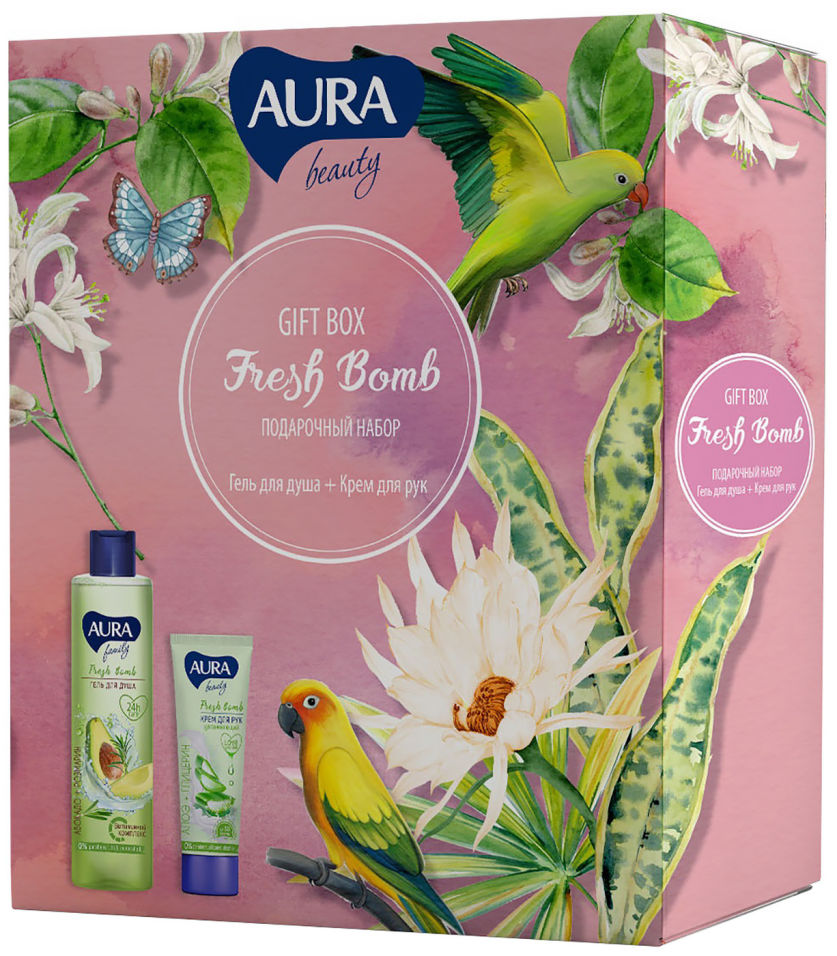 фото Подарочный набор aura beauty fresh bomb гель для душа 250мл + крем для рук75мл cotton club