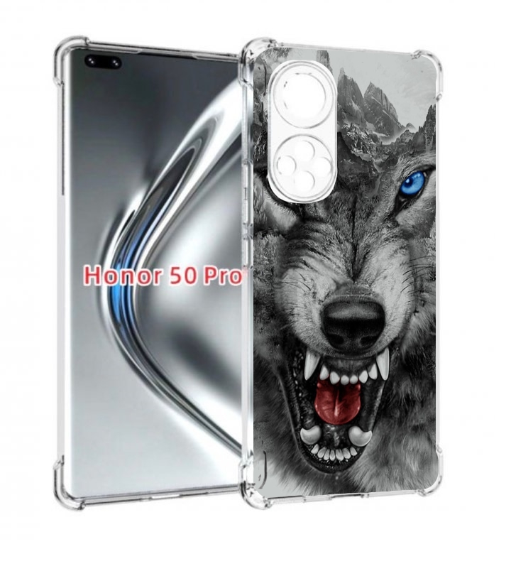 

Чехол бампер MyPads Волк-частица мужской для Honor 50 Pro, Прозрачный, Tocco