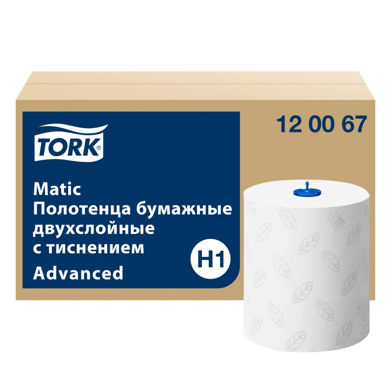 

Полотенца бумажные в рулонах двухслойные Tork Matic Advanced, система H1, 150 метров, 6 ру