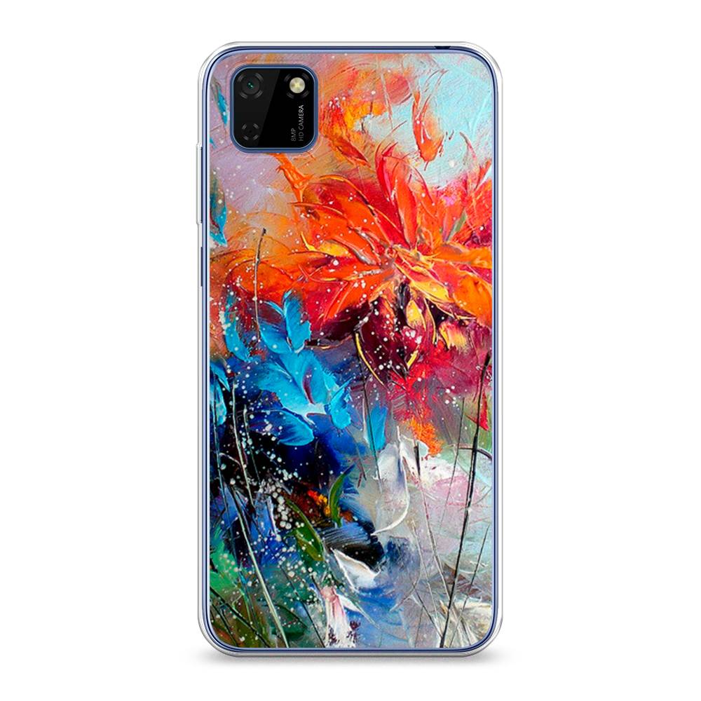 

Чехол на Huawei Y5p "Абстрактные цветы", Оранжевый;синий, 6103750-4