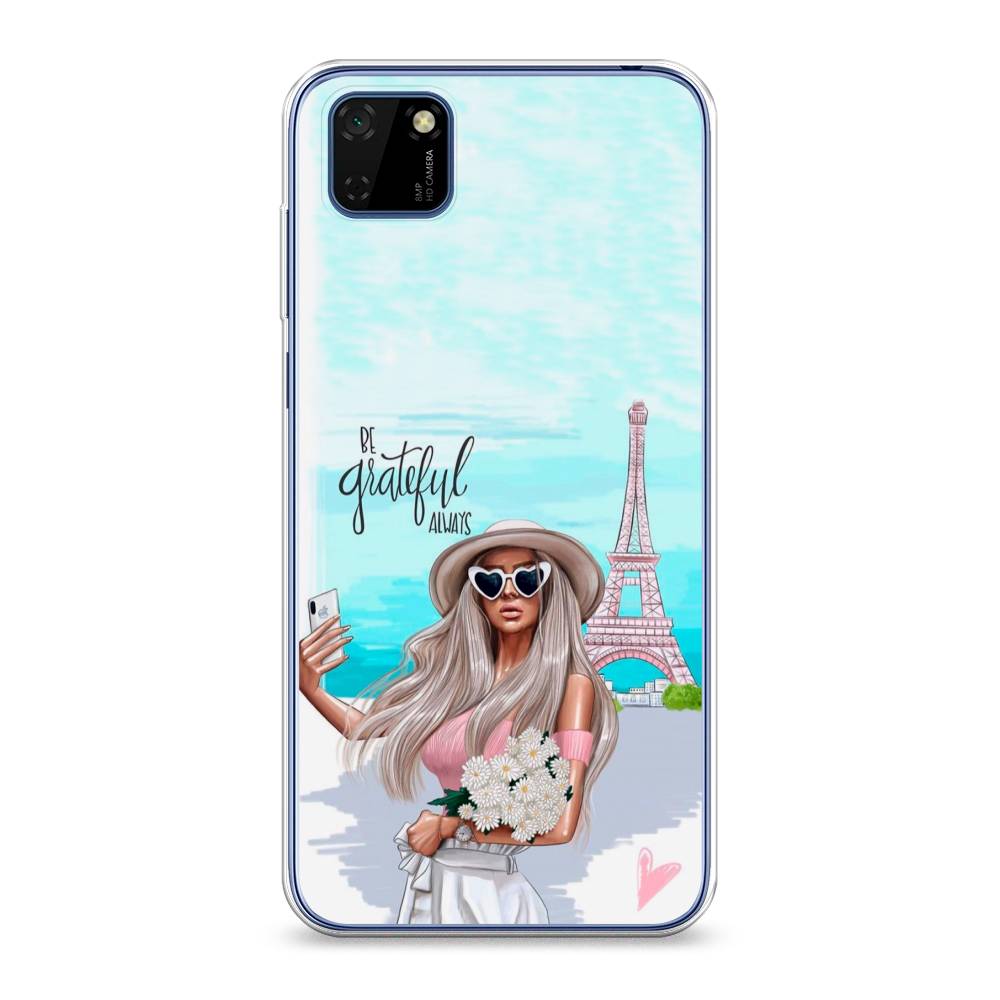 

Чехол на Huawei Y5p "Селфи Париж", Голубой;бежевый, 6103750-6