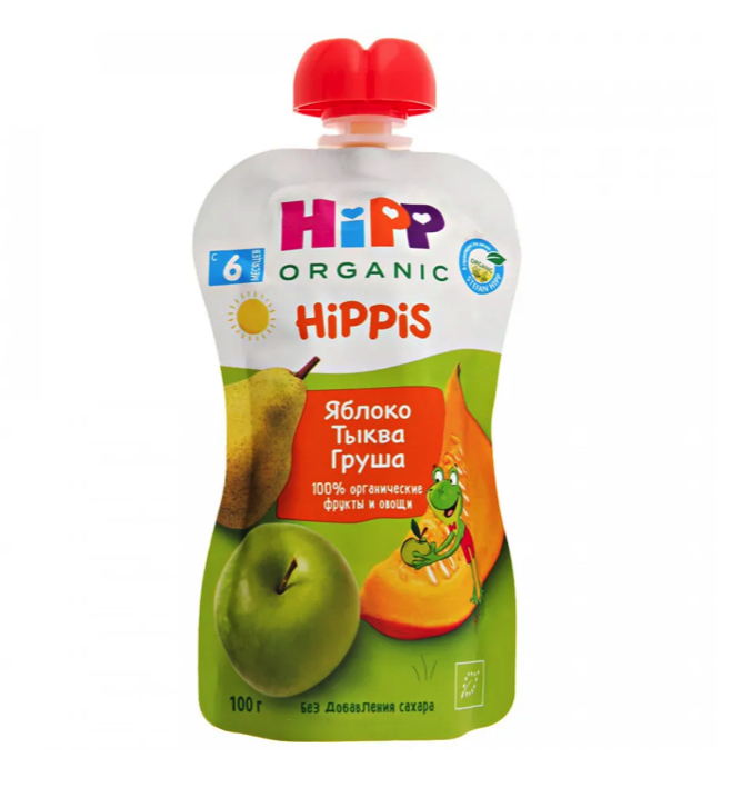 

Пюре Hipp Organic фруктовое яблоко тыква груша 100 г