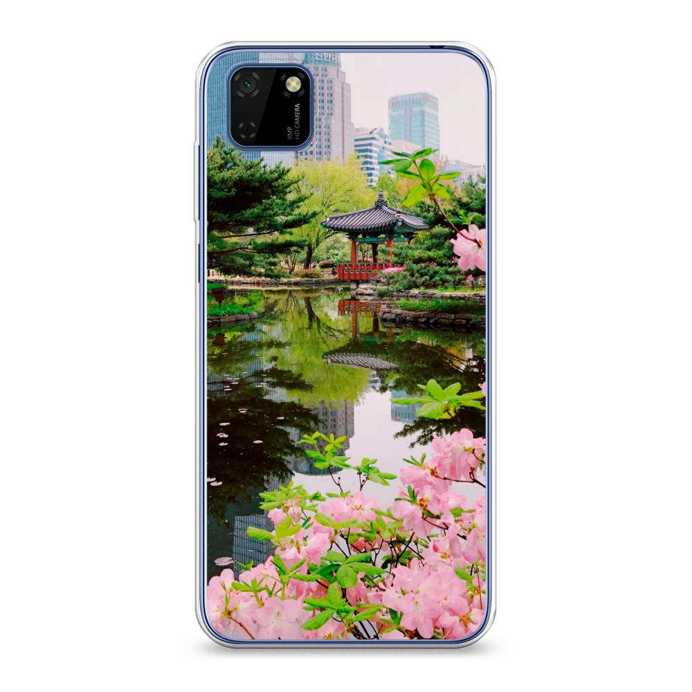 

Чехол на Huawei Y5p "Сакура возле озера", Зеленый;розовый;голубой, 6103750-2