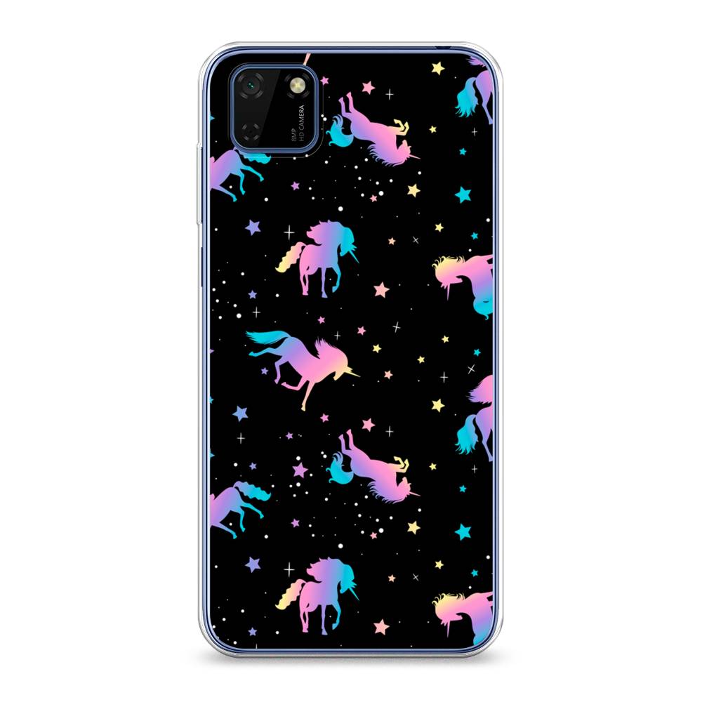 

Чехол на Huawei Y5p "Единороги градиент", Черный;розовый;голубой, 6103750-1