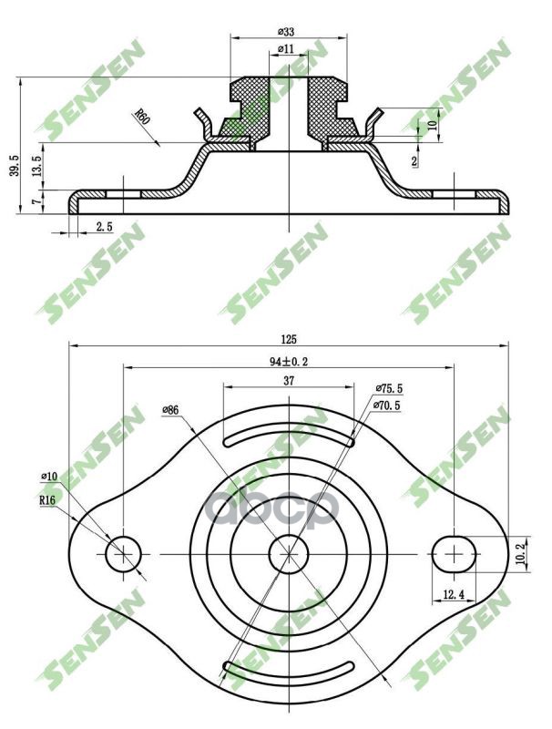 

Опора амортизатора заднего chevrolet aveo (t200, t250) 03 SENSEN M61029