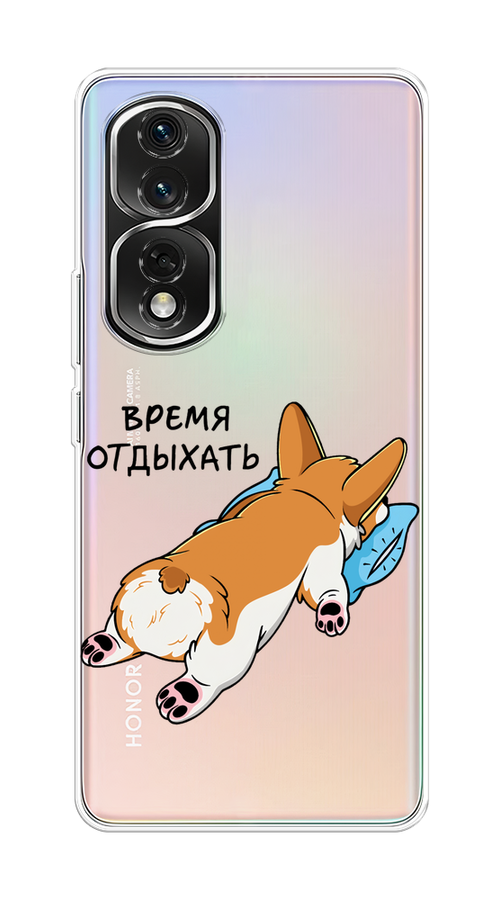 

Чехол на Honor 80 Pro "Корги отдыхает", Черный;коричневый;голубой, 6120450-1