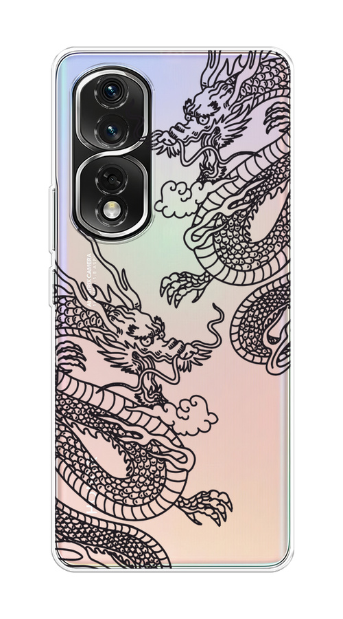 

Чехол на Honor 80 Pro "Два китайских дракона", Серый;черный, 6120450-1