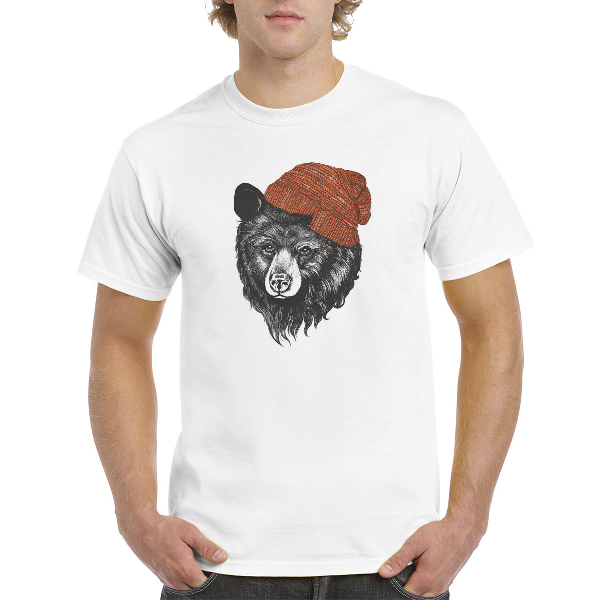 фото Футболка coolpodarok медведь в вязаной шапке