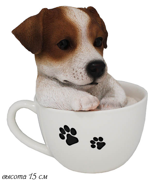 фото Статуэтка собачка в чашке в подарочной упаковке полистоун 120-015 118-120-015 lenardi