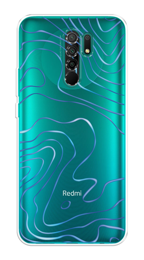 

Чехол на Xiaomi Redmi 9 "Blue lines", Прозрачный;синий, 38350-1