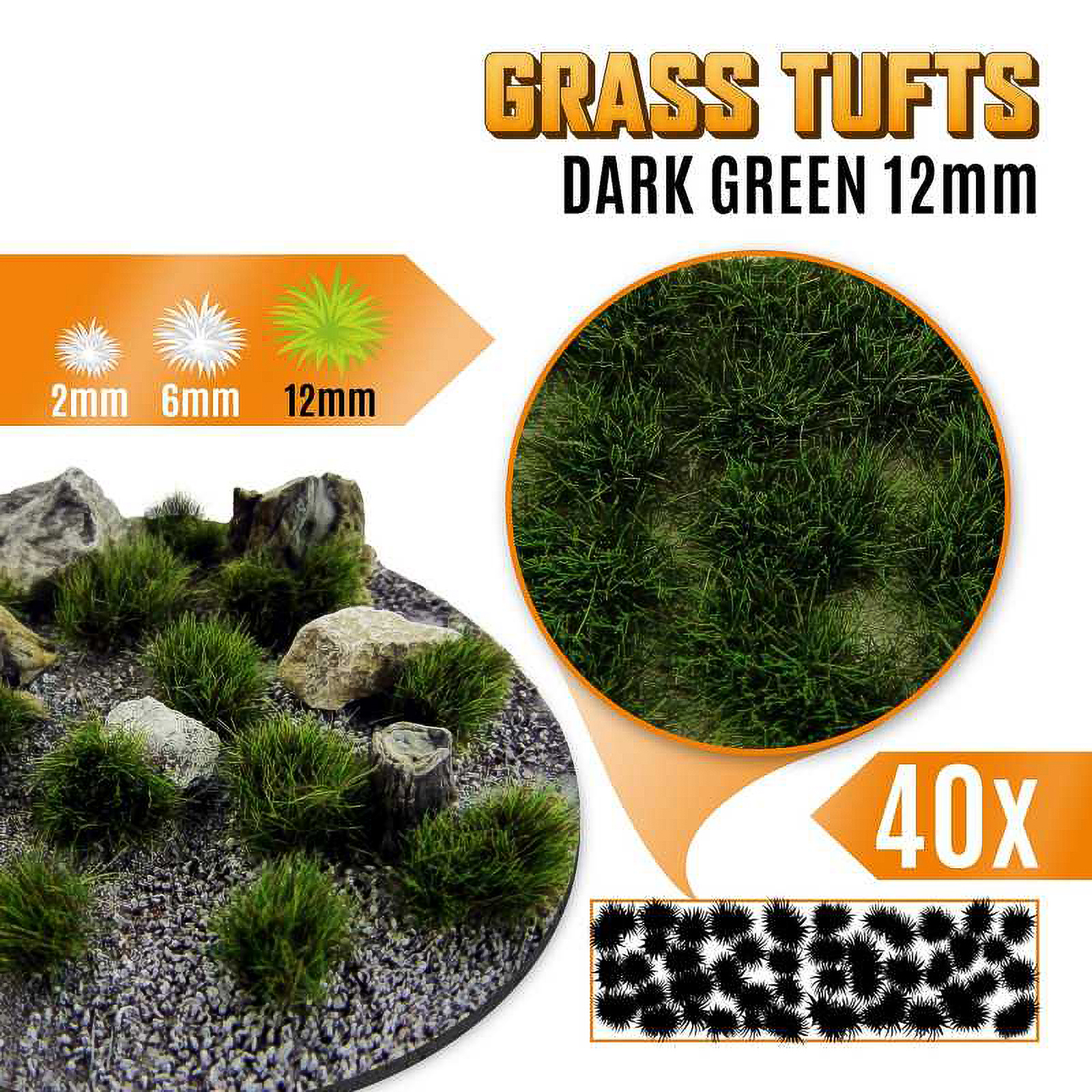 

Пучки травы для моделирования Green Stuff World Grass Tufts 12 mm Dark Green, Grass Tufts