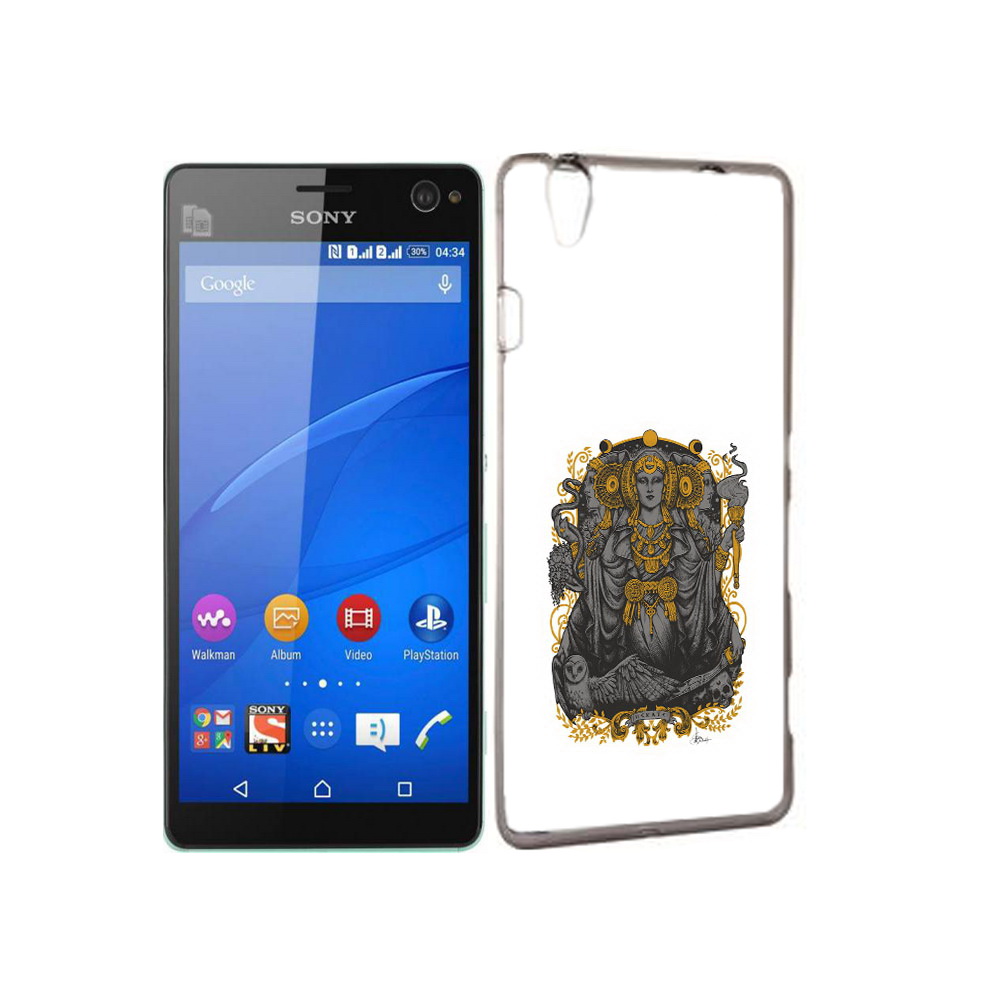 

Чехол MyPads Tocco для Sony Xperia C4 божество с золотыми элементами, Прозрачный, Tocco