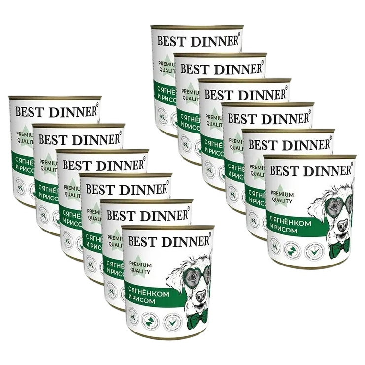 

Консервы для собак Best Dinner Меню № 5, ягненок, рис, 12шт по 340г, Меню № 5