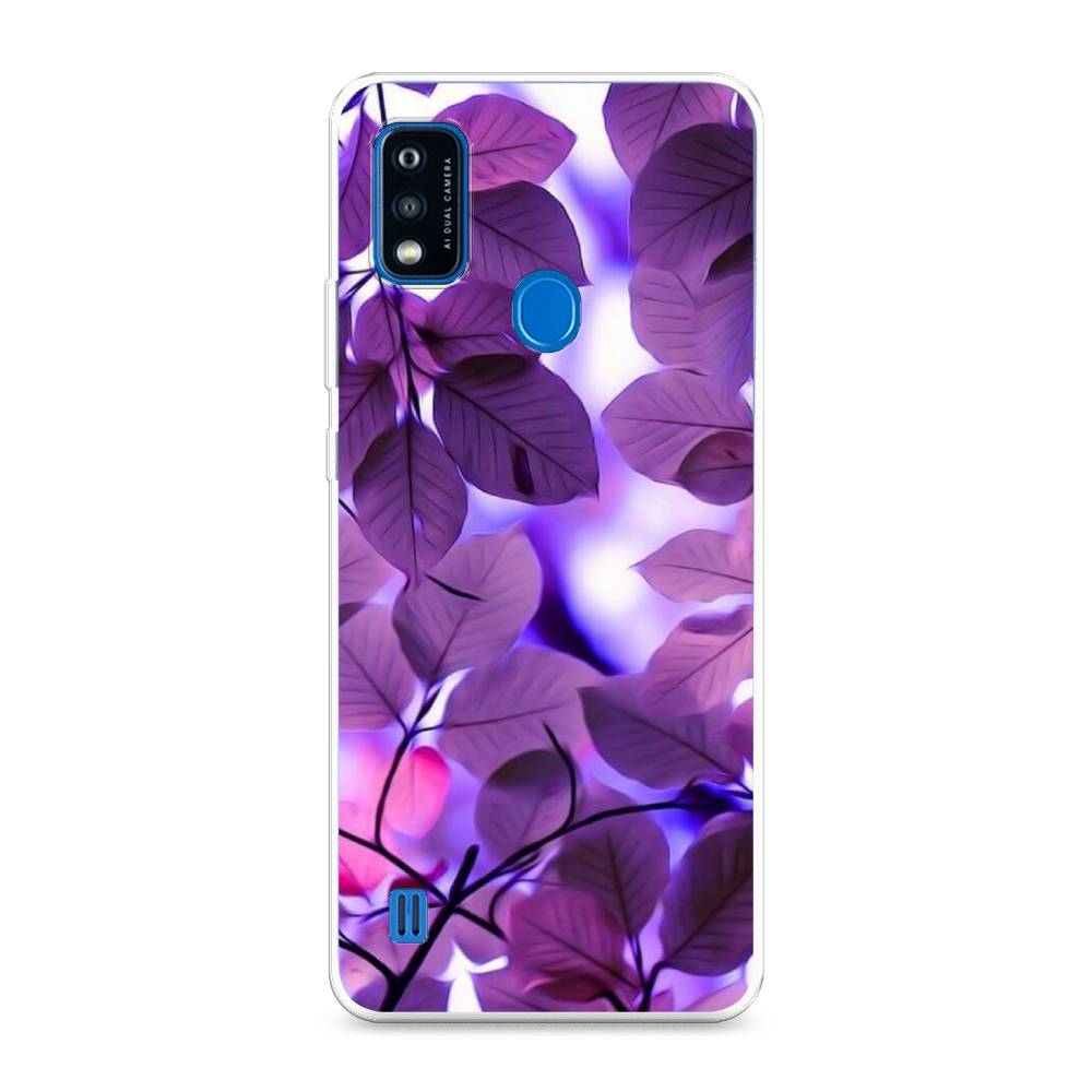 

Чехол на ZTE Blade A51 "Сиреневые листики", Фиолетовый;голубой, 134550-2