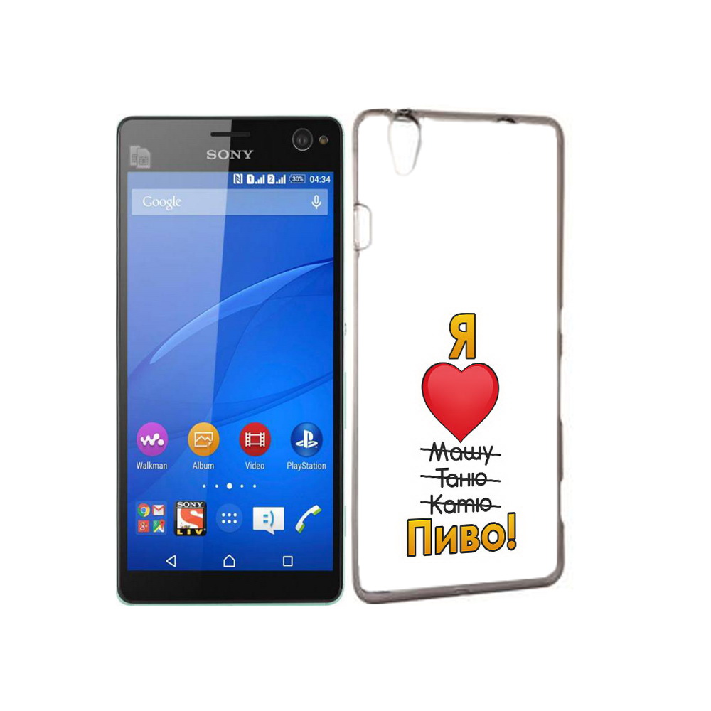 

Чехол MyPads Tocco для Sony Xperia C4 Я люблю машу таню катю пиво, Прозрачный, Tocco