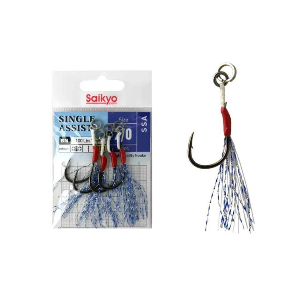 

Крючки для рыбалки Saikyo SINGLE ASSIST SSA (Black Nickel / 8 / 2 / 2/0), Белый;синий