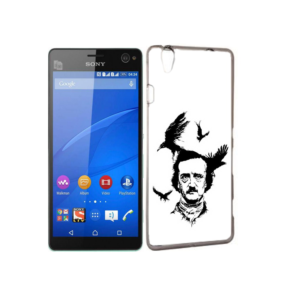 

Чехол MyPads Tocco для Sony Xperia C4 Эдгар Аллан черно белый, Прозрачный, Tocco