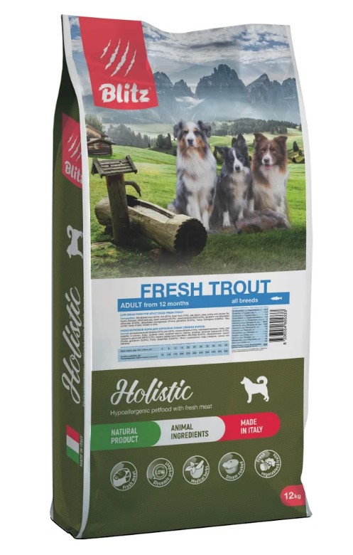 

Сухой корм для собак BLITZ HOLISTIC LOW-GRAIN ADULT FRESH с форелью 2шт по 12кг