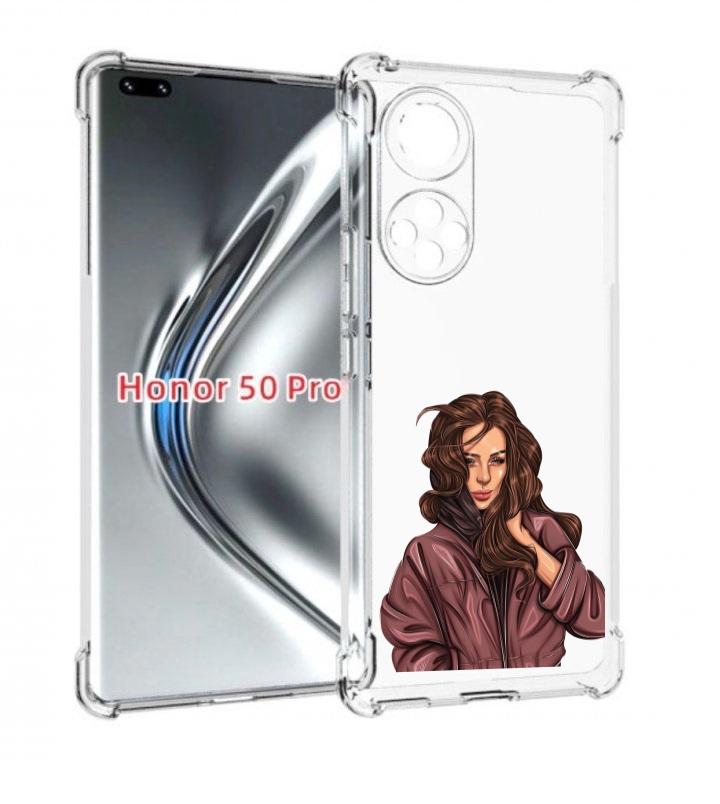 

Чехол бампер MyPads Арт-рисунок-девушки для Honor 50 Pro/, Прозрачный, Tocco
