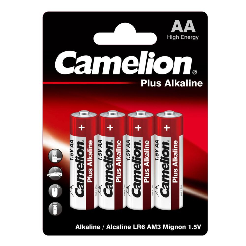 Батарейки Camelion AA/LR 6 Plus Alkaline BL-4 (LR 6-BP4, 1.5В)(4 шт в уп.) 100057226262