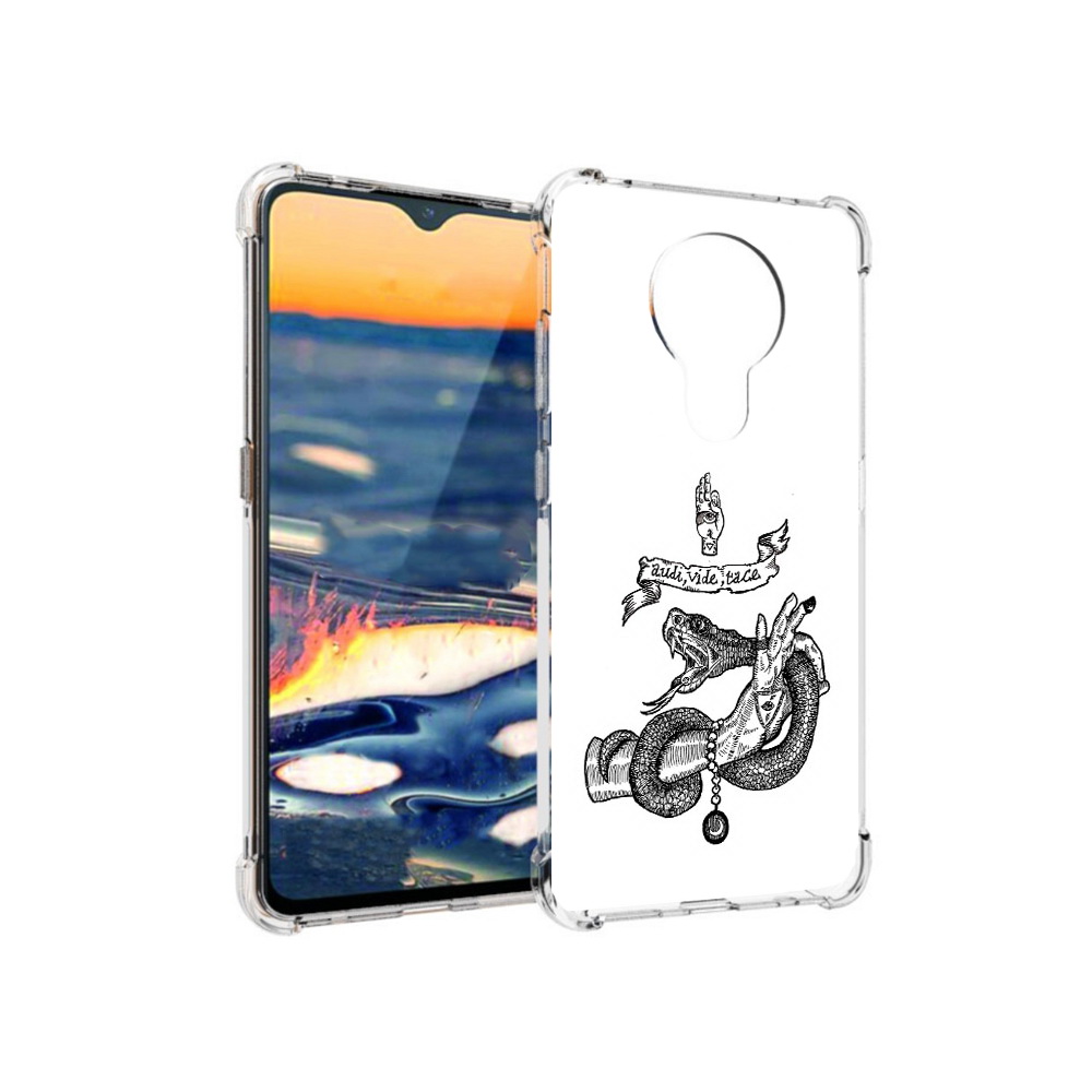 

Чехол MyPads Tocco для Nokia 5.3 змея на руке рисунок (PT227052.106.366), Прозрачный, Tocco