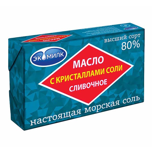 

Сливочное масло Экомилк с кристаллами соли 80% 180 г