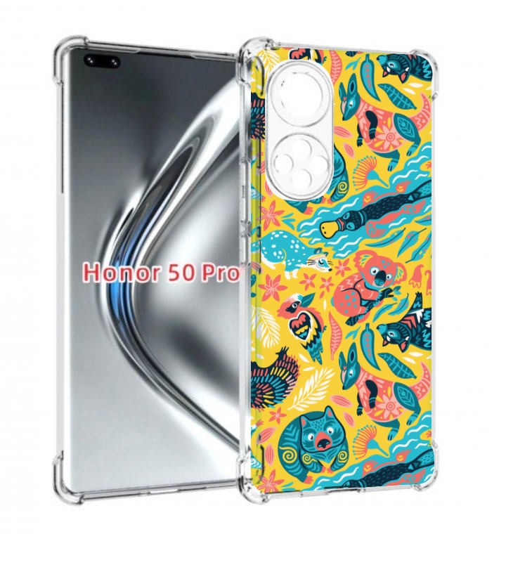 

Чехол бампер MyPads seamless-pattern для Honor 50 Pro/Nov, Прозрачный, Tocco