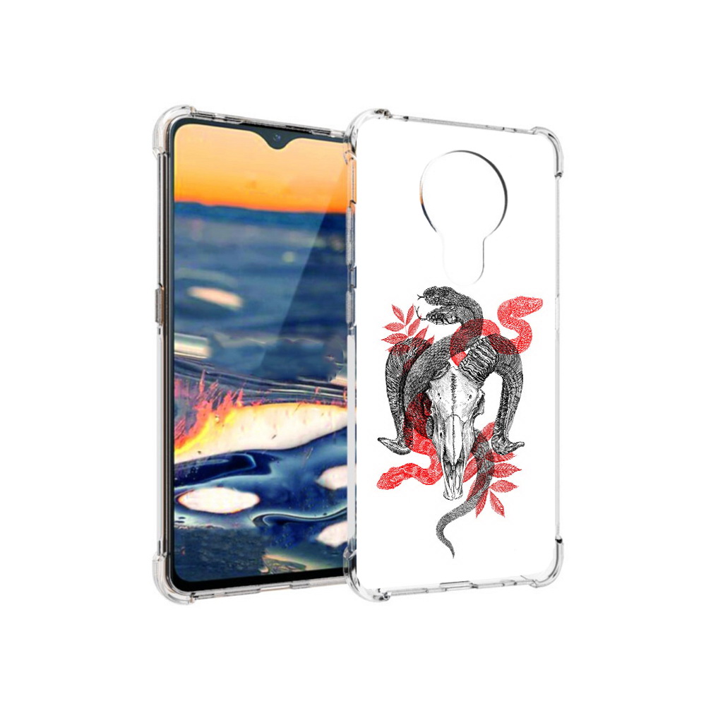 

Чехол MyPads Tocco для Nokia 5.3 змея в черепе рисунок (PT227052.106.365), Прозрачный, Tocco