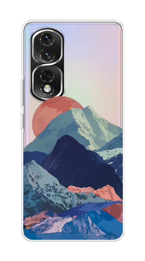 

Чехол на Honor 80 Pro "Закат в снежных горах", Бордовый;серый;голубой, 6120450-2
