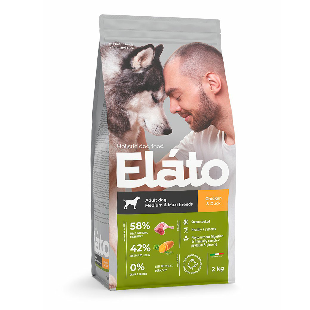 Сухой корм Elato Holistic с курицей и уткой для собак 8 кг