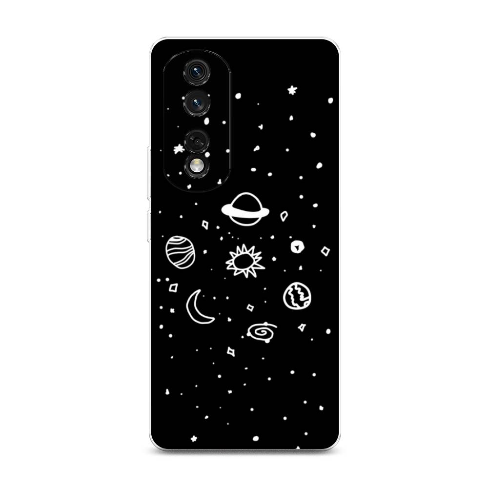 

Чехол на Honor 80 Pro "Дудл солнечной системы", Бежевый;серый, 6120450-2