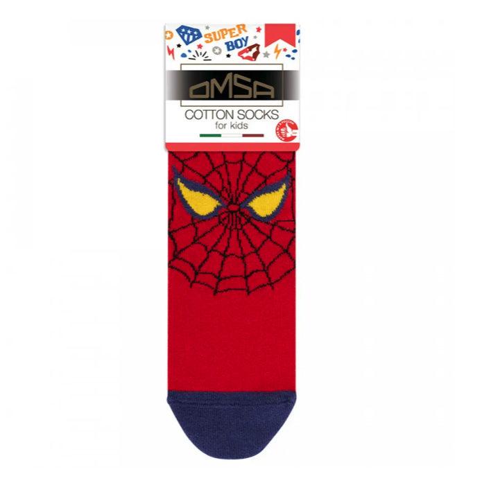 Носки детские Omsa kids Calzino 23Р61 Spiderboy/batboy Rosso размер 27-30 красный