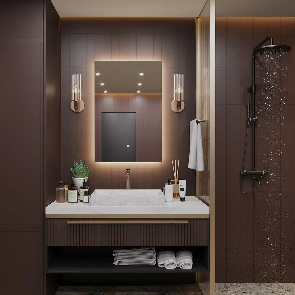 Зеркало Квартал 120*80 с тёплой LED-подсветкой вертикальное