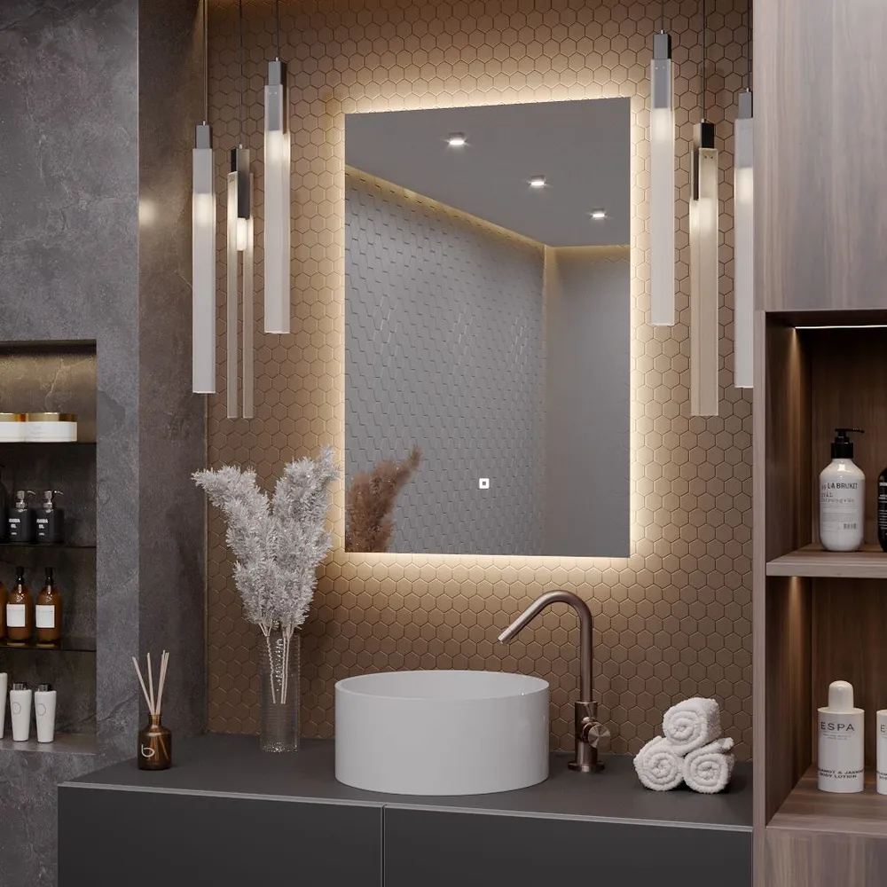 Зеркало Квартал 120*80 с нейтральной LED-подсветкой вертикальное