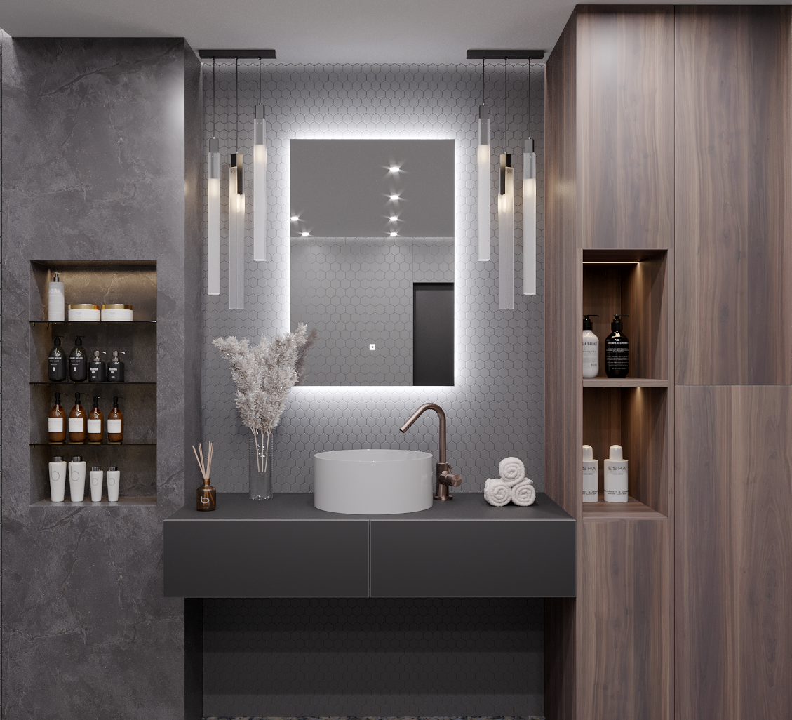 Зеркало Квартал 120*100 с холодной LED-подсветкой вертикальное