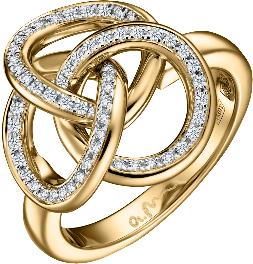 Кольцо из желтого золота с бриллиантом р. 17 Арт-Модерн 010672-ZH