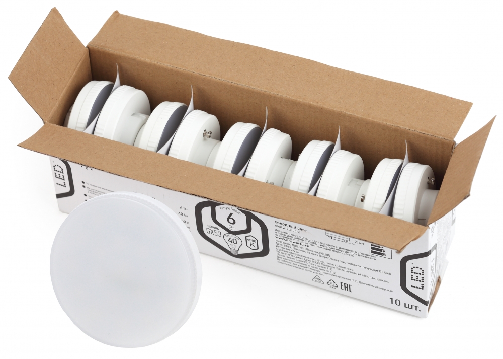 

LED GX-6W-865-GX53 R (10-PACK) Эра (диод, таблетка, 6Вт, хол, GX53 (10-PACK)) (10/100/4800