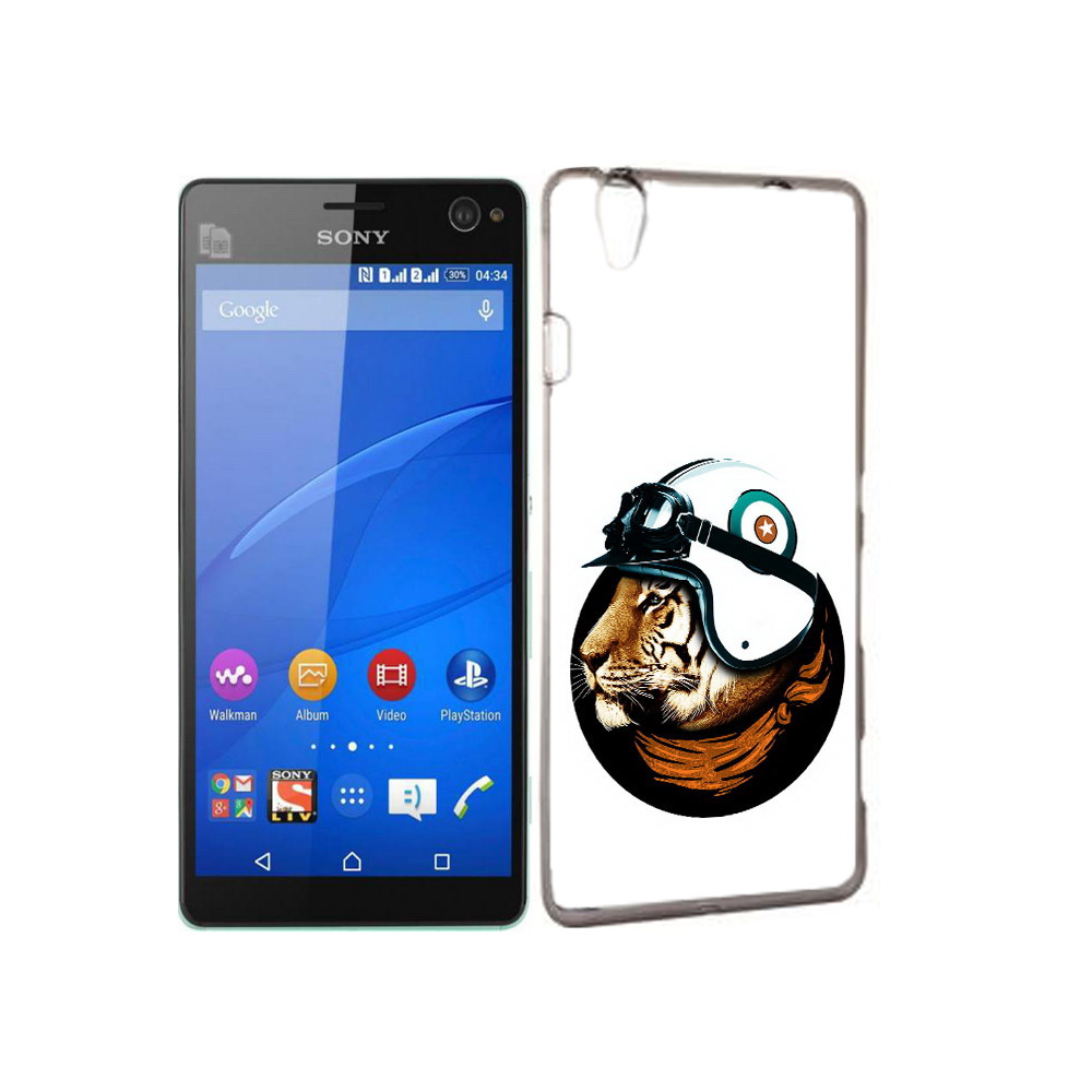 

Чехол MyPads Tocco для Sony Xperia C4 Тигр в шлеме, Прозрачный, Tocco
