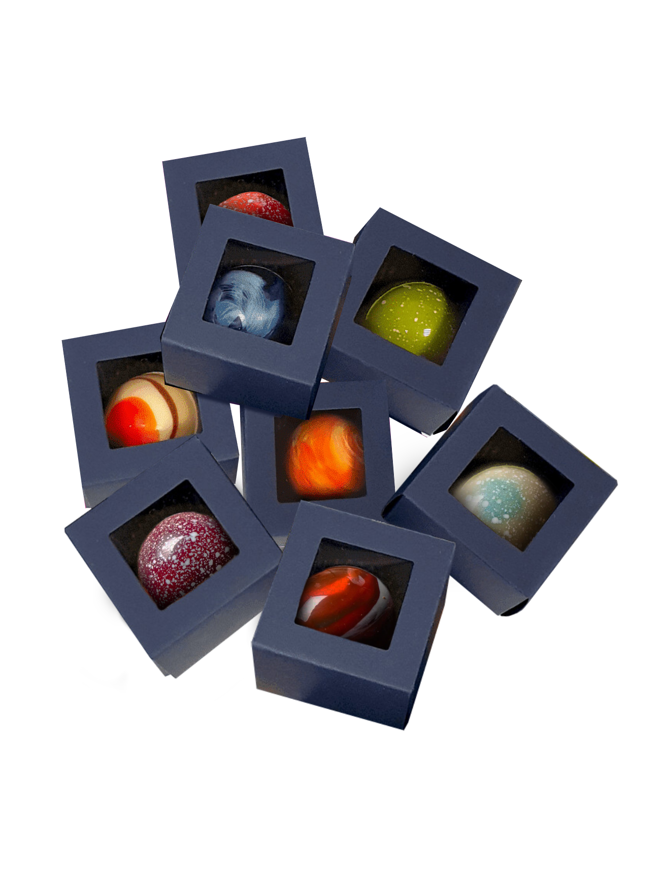 Конфеты ручной работы VioChoco 8 шоколадных планет в подарочной коробке, 200 г