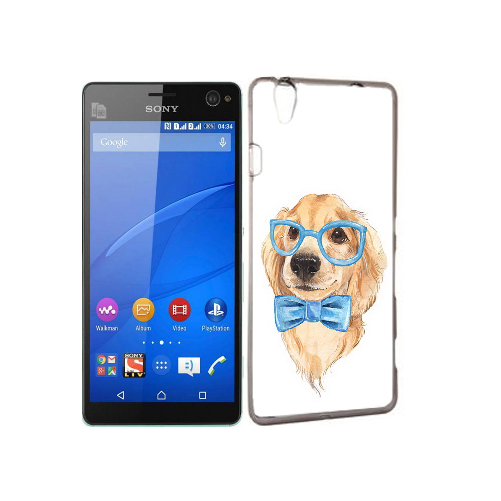 

Чехол MyPads Tocco для Sony Xperia C4 Собака интеллигент, Прозрачный, Tocco